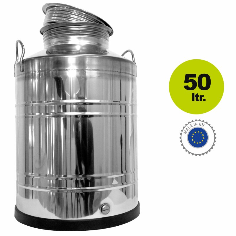 500T50H /  Transportkanne: Edelstahlkanne 50 Liter, Getränkefass  für Lebensmittel, verschweißt