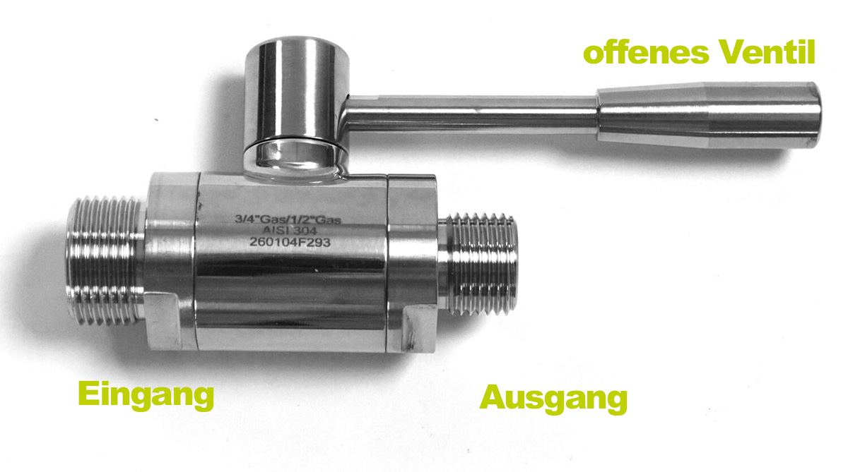 Geöffneter Kugelhahn