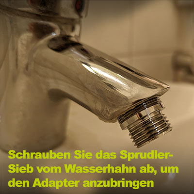 Adapter für Hydropresse am Wasserhahn