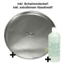 Saftfass 50 Liter mit Schwimmdeckel: Edelstahl-Apfelsaftfass / Fischer Saftfass für pasteurisierten Saft, komplett mit Auslaufhahn Edelstahl, Staubdeckel, Schwimmdeckel und Vaseline-Öl