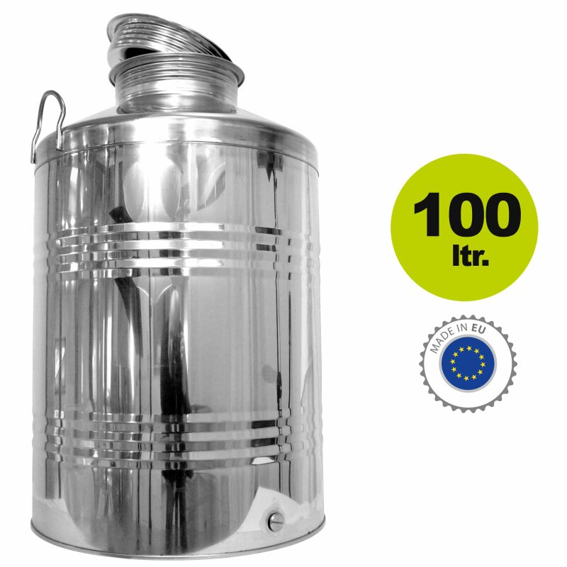 FUST-SF-100 /  Transportkanne: Edelstahlkanne, 100 Liter Inhalt , Getränkefass  für Lebensmittel, gebördelt