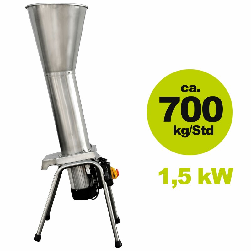 500OME700 /  Obstmühle: Elektrischer Edelstahl Obstmuser OME 700, Kernobst-Schneidmühle mit  ca. 700 kg Stundenleistung, 230 Volt, 1,5kW (Versand kostenfrei*)