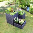 Hochbeet Baukasten-System:  Erweiterbare Hochbeet- / Komposter- / Pflanzbehälter-Elemente,  1 Element ERGO QUADRO L System, Kunststoff Farbe Wood 80 x 80  Höhe  25 cm