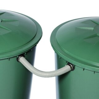 Verbinde mehrere Kunststoff-Regentonnen zu einer Wasser-Batterie: Regentonnen Verbindungs-Set GRAF Flex-Comfort grau, Regentonnen-Verbinder / Fass-Überlauf  - Fass-Erweiterung für Regensammler