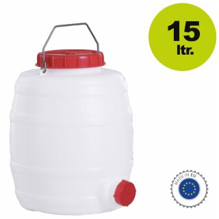  Graf  Getränkefass / Mostfass: Kunststoff-Fass / Transport-Behälter / Kanne 15 Liter rund   (Kunststofffass Schraubdeckel)