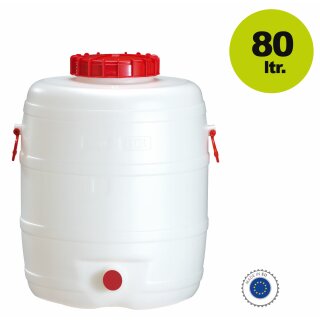 Graf Getränkefass / Mostfass:  80 Liter Fass, rund (Gärfass / Kunststofffass mit Schraubdeckel)