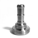 Schlauchtülle mit Überwurfmutter aus Edelstahl:  Schlauchverschraubung 3/3  - NW 50 / 38 mm  Schlauchausgang  / Schlauch-Anschluss  / Gewindetülle aus Edelstahl lebensmittel-echt,  Zubehör Kellerei