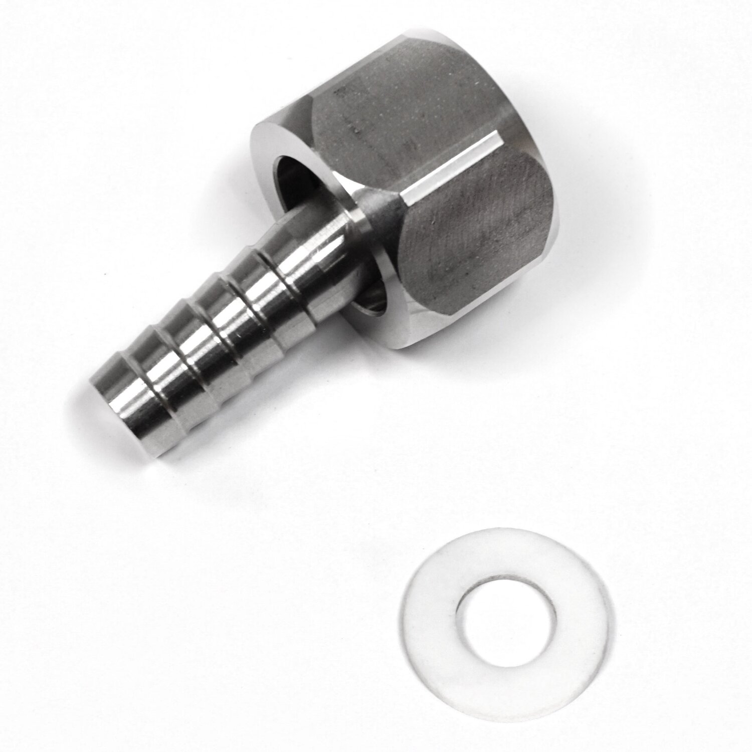 36600  Schlauchtülle mit Überwurfmutter aus Edelstahl: Schlauch-Verschraubung  2/3 - 1 "  Zoll  /  Tülle 13 mm, lebensmittel-echt, Gewindetülle aus Edelstahl  / Schlauch-Anschluss Zubehör Kellereitechnik 	 
		 (Schlauchverschraubung  2/3 - 1 