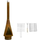 YERD Gartenkamin mit Schornstein  in Rostoptik,Set Denver 225cm XL+  ( inkl. 100cm Rohr-Verlängerung), Grill-Gartenkamin aus echtem Cortenstahl (!),  Terrassenofen  inkl. Grill-Rost Set mit Schürhaken, Versand kostenlos *