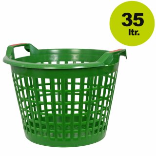  Details:   Kunststoff-Korb Inhalt 35 Liter grün / Apfelkorb, Wäschekorb, Tragekorb, Kunststoffkorb, Universaltragekorb 