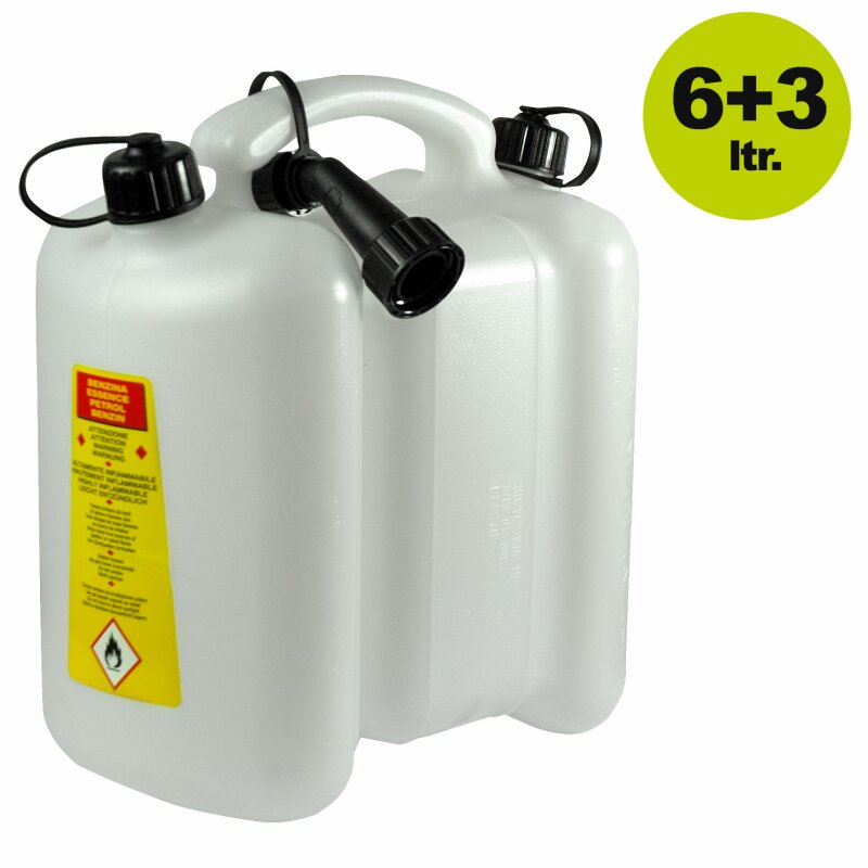 51709018 /  Tecomec Doppelkanister: Kombi-Kanister 6+3 Liter für Benzin und Öl,  zum Betanken von Motorgeräten