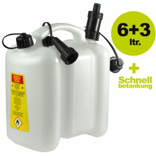 Tecomec Kombikanister 6L + 3L, inkl. Füllsystem weiss