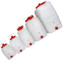 Getränkefass / Gärfass / Mostfass: Fischer Kunststofffass mit Schraubdeckel / Kanne 10 Liter rechteckig, mit Gärspundloch / 3-teiligem Deckel +  Auslaufhahn + Blindstopfen,  made in EU