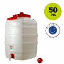 Kunststofffass mit Schraubdeckel, rechteckig: Fischer Mostfass / Getränkefass / Gärfass 50 Liter,  ungefärbtes lebensmittel-echtes PE Fass,  inkl. Auslaufhahn, 2 Blindstopfen und 2-teiligem Schraub-Deckel,  mit Gärspundloch, made in EU