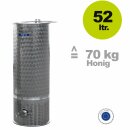 Imker Edelstahl-Honigfass 70 kg konischer Auslauf,  mit Edelstahl-Quetschhahn, Fass 52 Liter Volumen -  entsprechend 70 kg Honig, Zottel Edelstahltank, made in EU