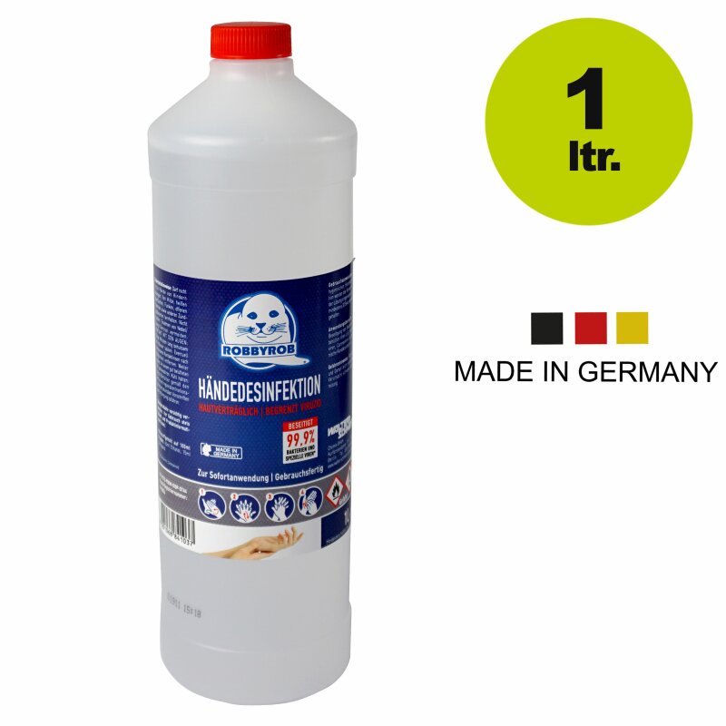 27010000000 /  Hände-Desinfektion: 1 Liter Desinfektionsmittel für Haut und alle abwaschbaren Oberflächen, Nachfüllflasche, made in Germany