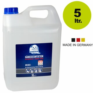 Hände-Desinfektion: 5 Liter Desinfektionsmittel für Haut und alle abwaschbaren Oberflächen, Nachfüllkansiter, made in Germany