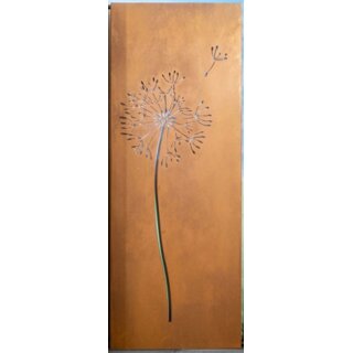 2er Set: Rostiges Sichtschutz-Element "Pusteblume inkl. Erweiterung", Höhe 158cm , 2 x 60cm,  zum stecken oder fest verschrauben