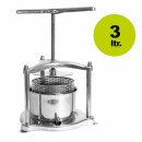 NEU: 100% Edelstahl - Mini Obstpresse manuell / Beerenpresse (Traubenpresse),  3L Edelstahl-Spindelpresse, inkl. Presstuch