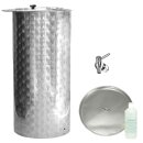 SET Fischer-Lahr® Saftfass 150 Liter mit Schwimmdeckel: Edelstahl-Apfelsaftfass / Fischer Saftfass (Süßmostfass) für pasteurisierten Saft, komplett mit Auslaufhahn Edelstahl, Staubdeckel, Schwimmdeckel und Vaseline-Öl