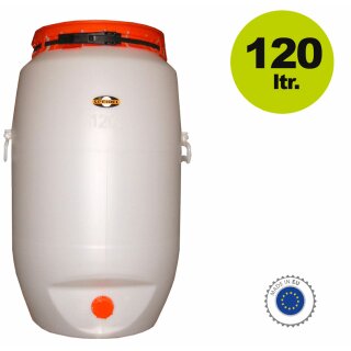Speidel Getränke-Fass / Mostfass 120 Liter rund mit Spannring-Deckel (Kunststofffass) 