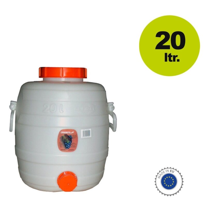 21052-0001 /  Speidel Getränkefass / Mostfass / Kanne 20 Liter rund (Transportkanne / Gärfass / Kunststofffass mit Schraubdeckel)