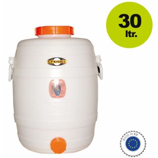 Speidel Getränkefass / Mostfass: Fass 30 Liter rund (Transportkanne / Kunststoff-Fass mit Schraubdeckel)
