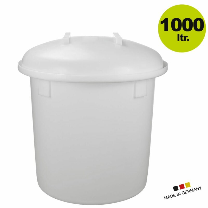 774674 /  GRAF Maischebottich 1000 Liter,  aus Polyethylen ungefärbt (weiß),  lebensmittelechter Bottich mit Deckel, Gärbehälter mit hermetischem Wasserrand (Gärglocke), Made in Germany