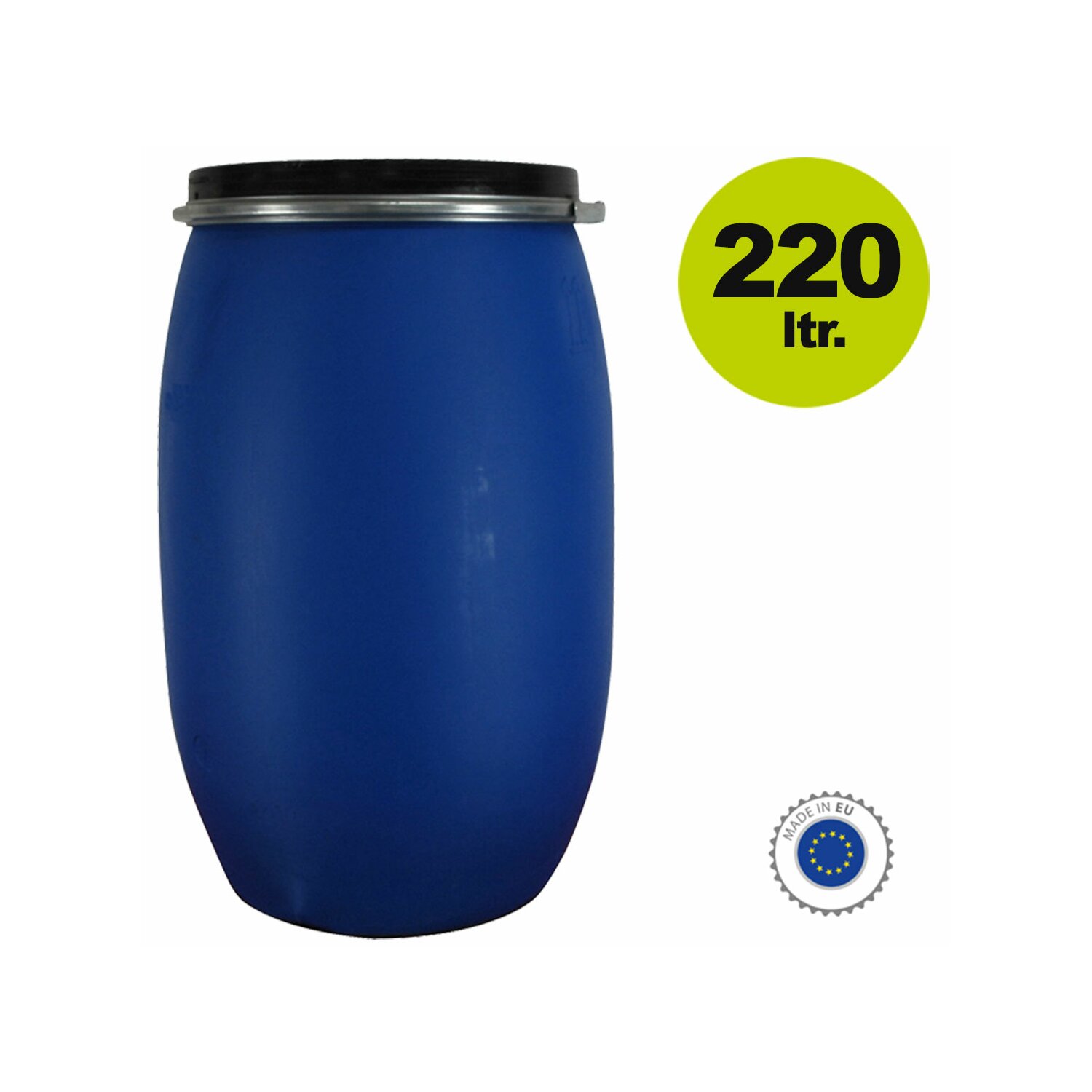 MFR220  Maische-Fass 220 Liter, lebensmittelecht, blau (Kunststofffass) 	 
		 (Maischebottich, Maischefass, Brennmaischebehälter, Tauchrandbottich, Futtertonne, Kunststofffass,)  
	