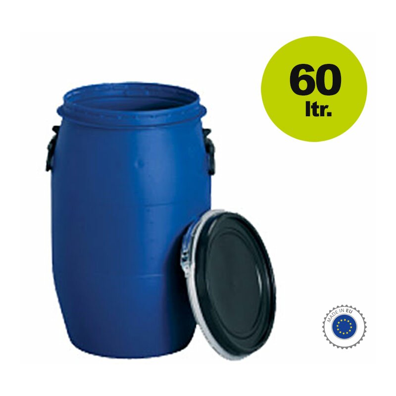 MFR60 /  Maische-Fass, 60 Liter, lebensmittelecht, Kunststofffass mit Spanndeckel  blau 