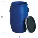 Maische-Fass, 60 Liter, lebensmittelecht, Kunststofffass mit Spanndeckel  blau