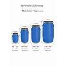 Maische-Fass, 60 Liter, lebensmittelecht, Kunststofffass mit Spanndeckel und Tagegriffen, blau