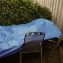 YERD 6x10m Abdeckplane mit Ösen, wasserdicht:  Gewebeplane   blau,  90g/m² starkes PE,  mit stabilen 12mm Aluminium-Metallösen, verstärkter Saum und extra verstärkte Eck-Ösen