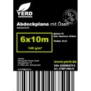 YERD 6x10m Abdeckplane mit Ösen, wasserdicht:  Gewebeplane   blau, 140g/m² starkes PE,  mit stabilen 12mm Aluminium-Metallösen, verstärkter Saum und extra verstärkte Eck-Ösen