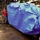 YERD 6x10m Abdeckplane mit Ösen, wasserdicht:  Gewebeplane   blau, 140g/m² starkes PE,  mit stabilen 12mm Aluminium-Metallösen, verstärkter Saum und extra verstärkte Eck-Ösen