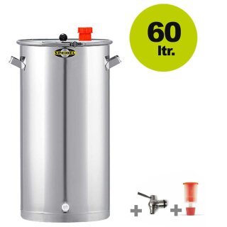 Speidel Edelstahl Universal-Fass: 60 Liter - im SET mit Auslaufhahn 3/4" und Gärspund