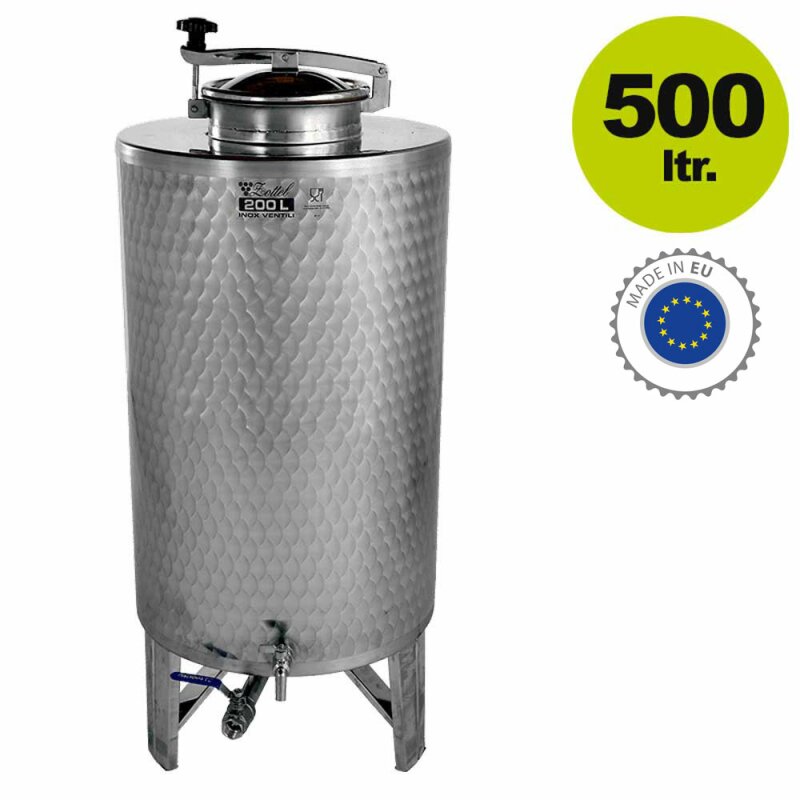 08PO500L /  Zottel Tank: Edelstahl Branntweintank / Edelstahl-Fass 500 Liter Inhalt, mit Domdeckel, Füßen und Hahn (versandkostenfrei)*