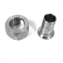 Schlauchtülle mit Überwurfmutter aus Edelstahl: Schlauchtülle 11/4 Zoll flachdichtend, Gewindetülle aus Edelstahl lebensmittel-echt , gedrehte Ausführung, Schlauch-Anschluss Tülle 25 mm, V4A