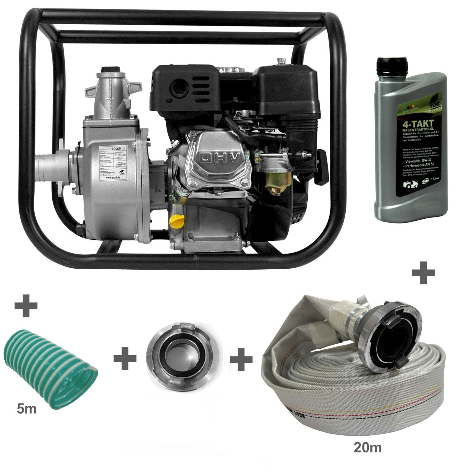 TKB50-S1  YERD 2-Zoll Feuerwehrschlauch Set:  Benzin Wasserpumpe TKB50 + 5m Ansaugschlauch 2" Zoll +  20m Feuerwehrschlauch 2" Zoll + C Feuerwehr-Kupplung  System Storz auf System GEKA 	 
		 (Wasserpumpe, Wasserpumpe Garten, Feuerwehrpumpe, Gartenschlauch Set, 1 Zoll, Hochwasserpumpe, Hochwasser Benzinpumpe, C Feuerwehr-Kupplung, C Feuerwehr Garten GEKA Adapter, C-Rohr, 2 Zoll)  
	