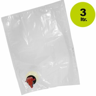 (ab 0,58 EUR - STAFFELPREISE BEACHTEN!) Bag in Box Beutel 3 Liter, Auslauf links, Saftbeutel transparent