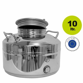 Fischer POLISHLINE Edelstahl-Transportkanne 10 Liter, Getränkekanne für Lebensmittel, Hochglanz poliert, Inox 18/10 AISI 304, Edelstahlkanne geschweißt