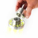 PREIS-TIPP:  YERD Lagerverkaufs-Edition TAIFUN MINI, gefräster Voll-Aluminium Multi-Fadenkopf.  für 2-8 (16) Doppel-Mähfäden, Fadenbürste mit leicht abschraubbarem Fadenträger, Mähkopf inkl. Adpater und 8 Mähfäden