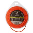 15m gedrehter 4-kant Mähfaden 4mm (diagonal Durchmesser):  YERD Premium-Line Trimmerfaden TWIST für Freischneider, hochwertiges Polyamid, aggressive 3D Vierkant-Schneidecken, leiser durch gedrehte Form