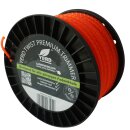 100m gedrehter  4-kant Mähfaden 4mm (diagonal Durchmesser):  YERD Premium-Line Trimmerfaden TWIST für Freischneider, hochwertiges Polyamid, aggressive 3D Vierkant-Schneidecken, leiser durch gedrehte Form