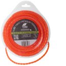 Gedrehter  Mähfaden 4,5mm (diagonal Durchmesser 6,2mm): 15m YERD Premium-Line Trimmerfaden TWIST für Freischneider, hochwertiges Polyamid, aggressive 3D Vierkant-Schneidecken, leiser durch gedrehte Form
