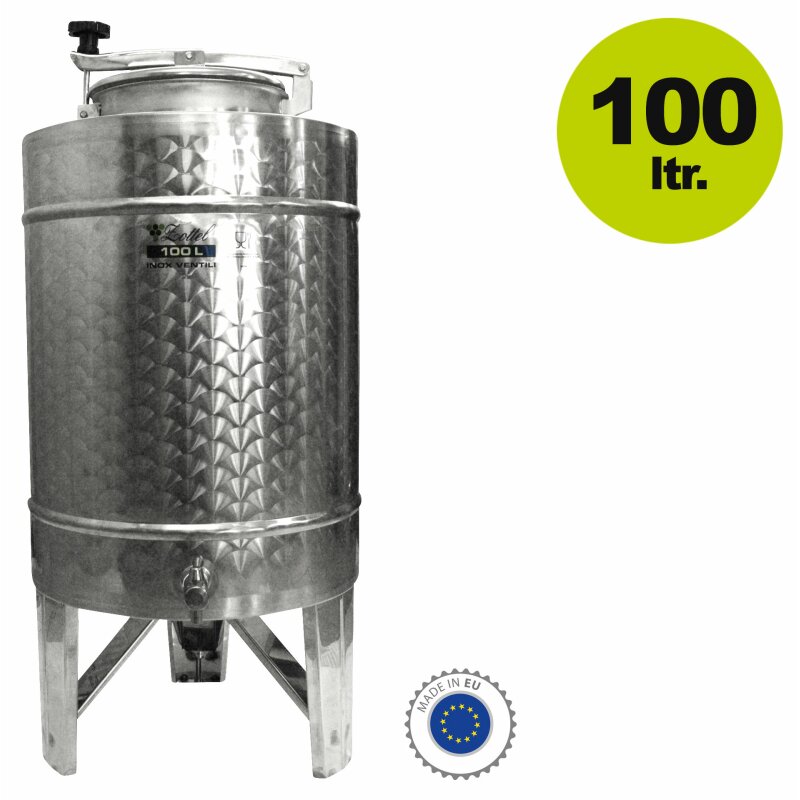 08PO100L /  Zottel Tank: Edelstahl Branntweintank / Edelstahl-Fass 100 Liter Inhalt mit  Domdeckel, Füßen und Hahn (versandkostenfrei) *