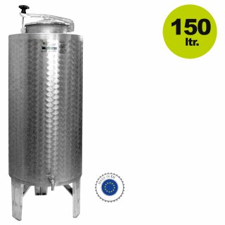 Edelstahl Branntweintank / Edelstahl-Fass 150 Liter Inhalt mit Domdeckel, Füßen / Bodenrest-Auslauf, inkl. Hahn (versandkostenfrei)