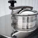 Zottel Tank: Edelstahl Branntweintank / Edelstahl-Fass 150 Liter Inhalt mit Domdeckel, Füßen / Bodenrest-Auslauf, inkl. Hahn (versandkostenfrei)