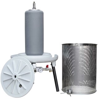 PEW40 Details:   Obstpresse  (Hydropresse)  / Beerenpresse / Apfelpresse:  Fischer 40 Liter Wasserdruck-Presse  GRIFO HPA40,  Aluminium mit Lack, Presskorb Edelstahl       (versandkostenfrei)* / Kelter, Hydropresse, Wasserdruckpresse, Obstpresse 40 Liter, Beerenpresse, Korbpresse, Entsafter, Weinpresse, 