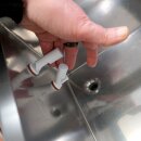 Flaschen-Abfüller für Pumpe: Profi Abfüllgerät 4 Stationen mit elektronisch gesteuertem Füllstands-Messer (steuert Pumpe), 230V, Falldruckfüller 14mm Edelstahl Standard-Füllventilen - Abfülleistung ca. 480 Ltr./Std., made in EU  (versandkostenfrei)*